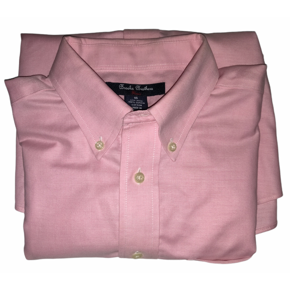 BROOKS BROTHERS MEN'S LONG SLEEVE "FLEECE" PINK SHIRT 100% SUPIMA COTTON SIZE 16